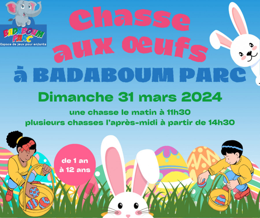 CHASSE AUX OEUFS à Badaboum Parc de Saumur Distré dimanche 31 mars 